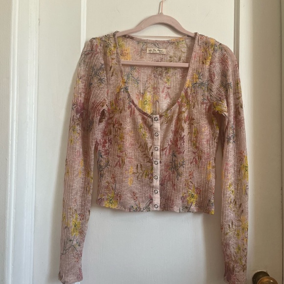 Free People Sheer Button-Up Women's Top - Picture 3 of 7